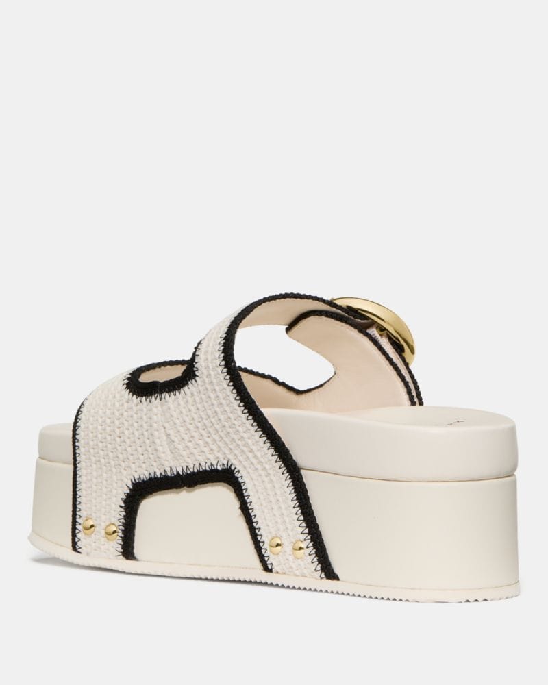 Katespade Halo Platform Footbed Sandal Cream Black.