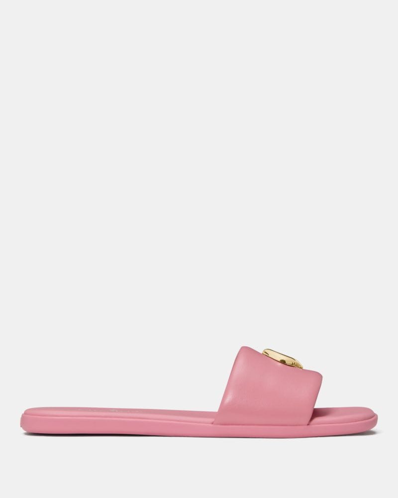 Katespade Kendall Smooth Leather Slide Sandal Grapefruit Soda