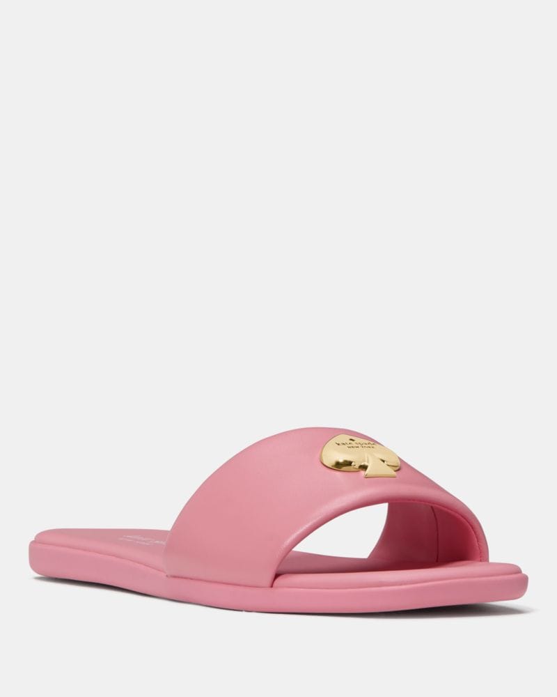 Katespade Kendall Smooth Leather Slide Sandal Grapefruit Soda