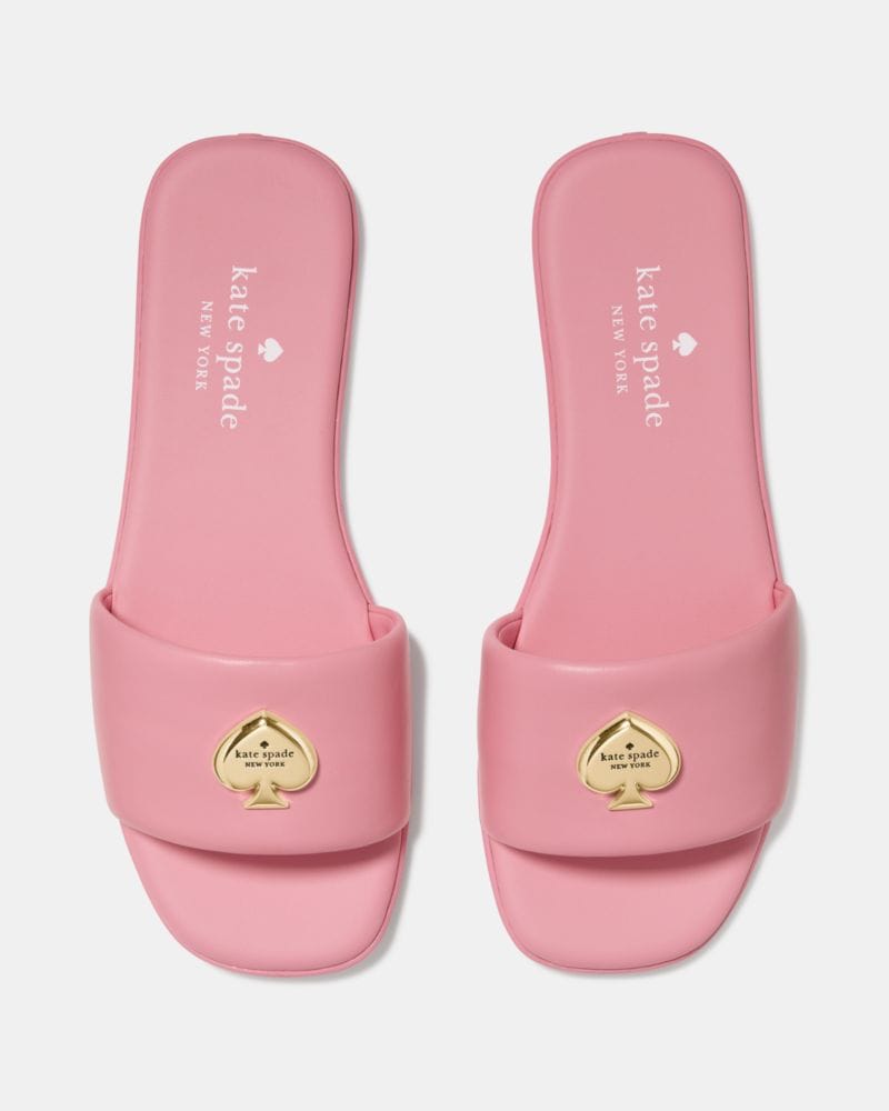 Katespade Kendall Smooth Leather Slide Sandal Grapefruit Soda