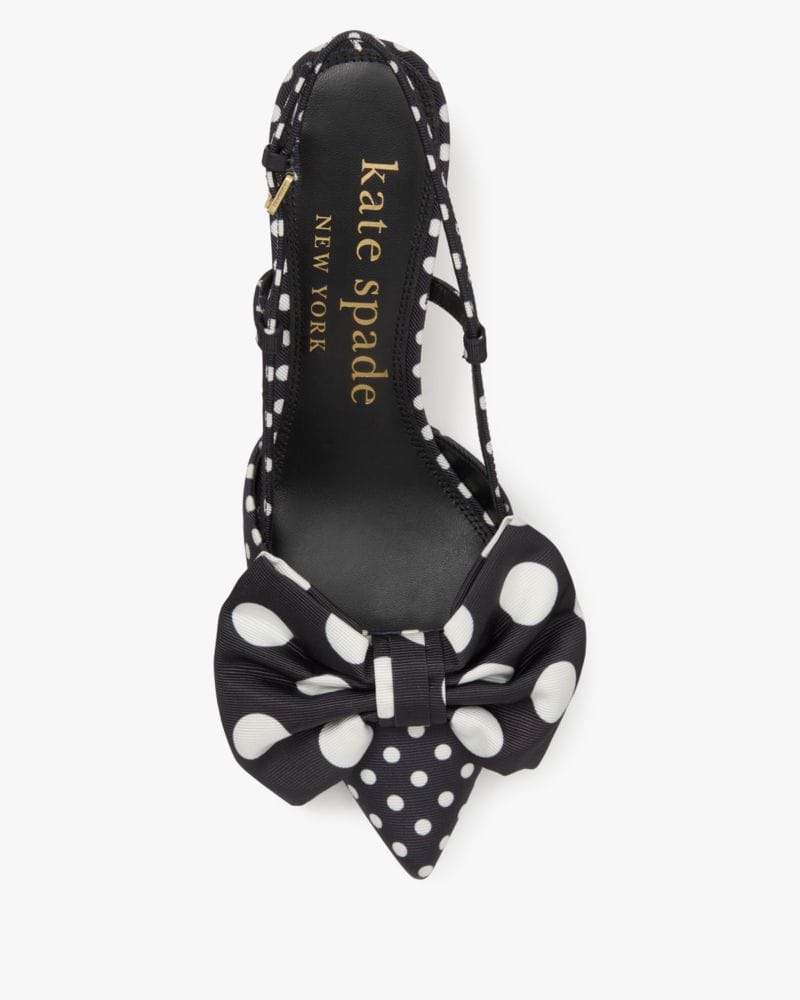 Katespade Rue Breezy Dot Slingback Pumps Black Cream Multi