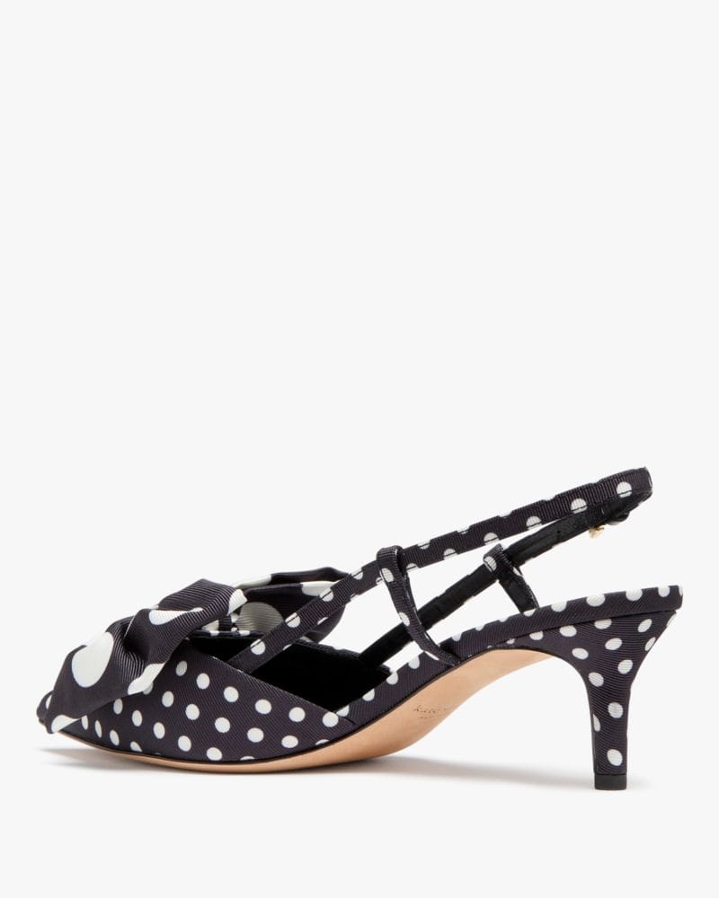 Katespade Rue Breezy Dot Slingback Pumps Black Cream Multi