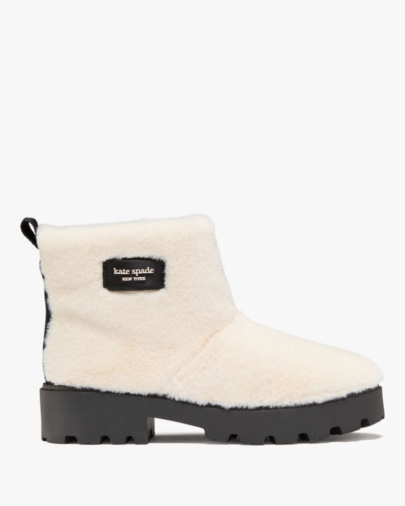 Katespade Puffed Faux Fur Pull On Booties Natural Multi