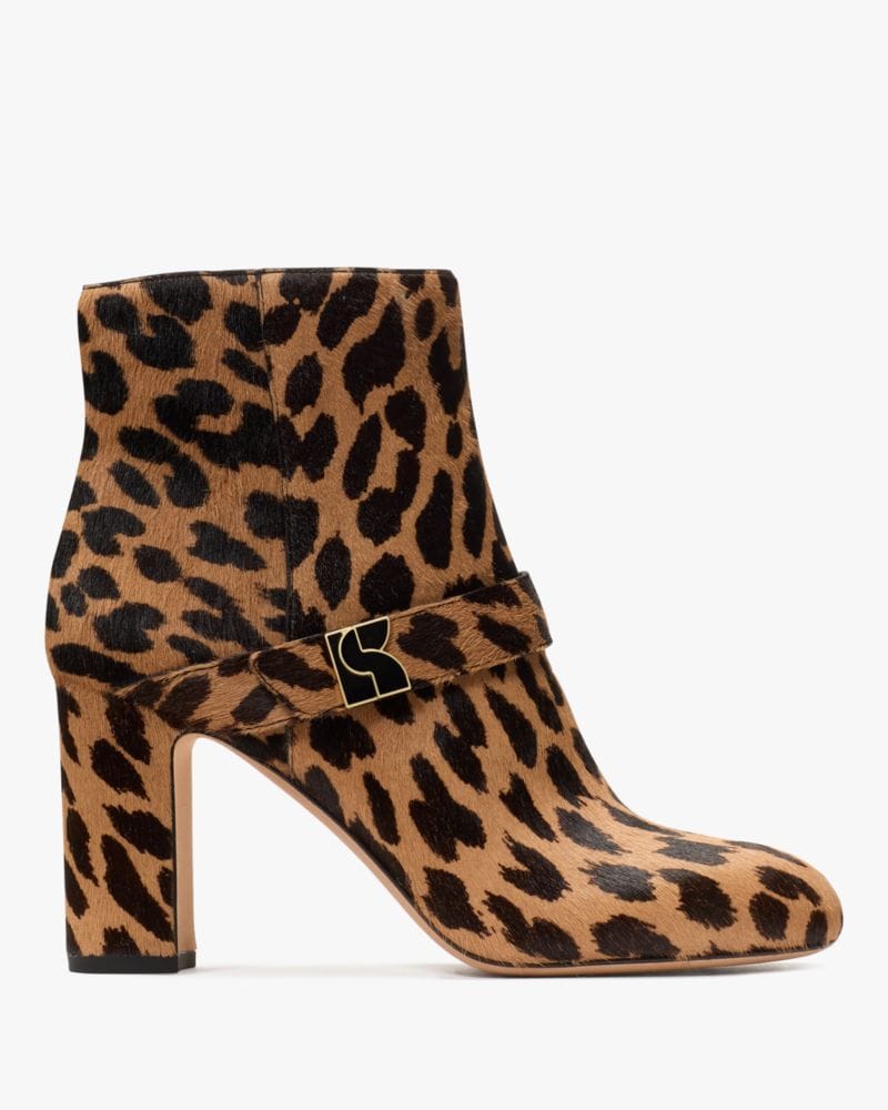 Katespade Dakota Leopard Zip Up Booties Tobacco Multi