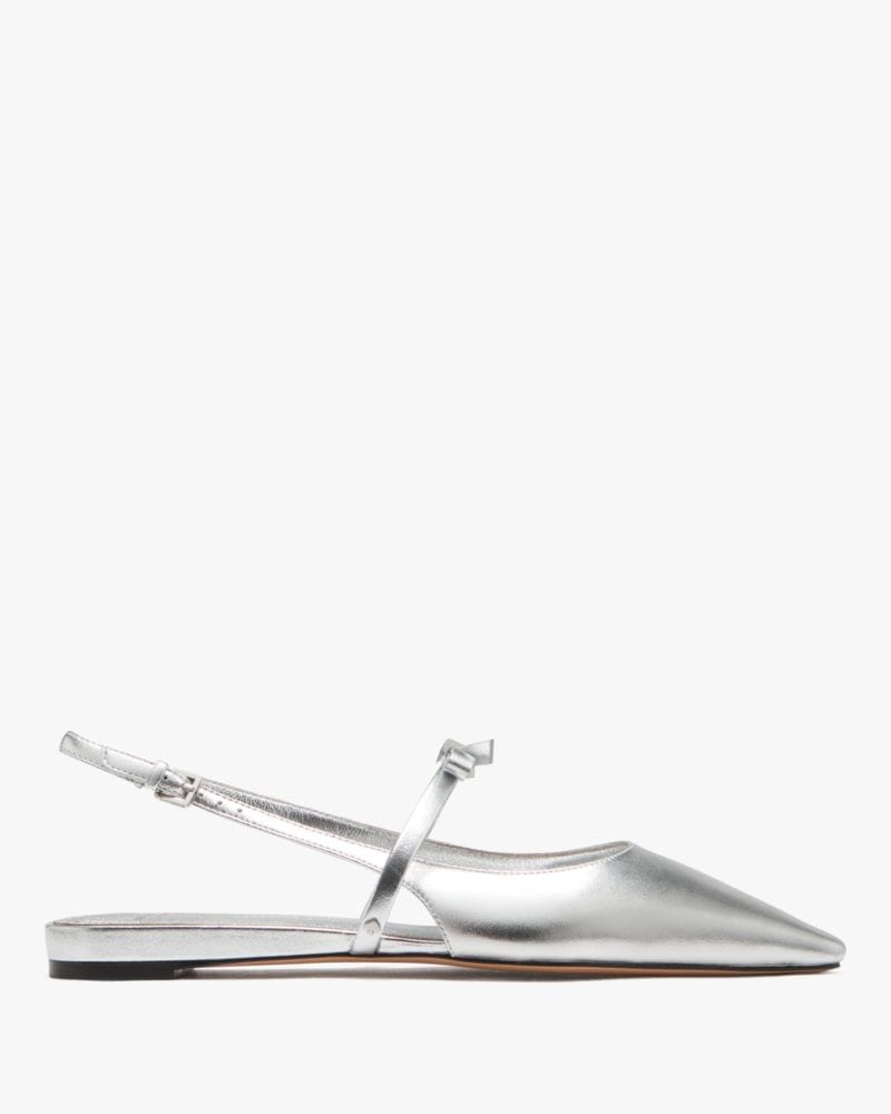 Katespade Carolina Slingback Flats Silver