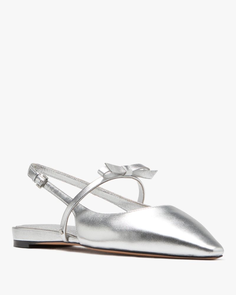Katespade Carolina Slingback Flats Silver