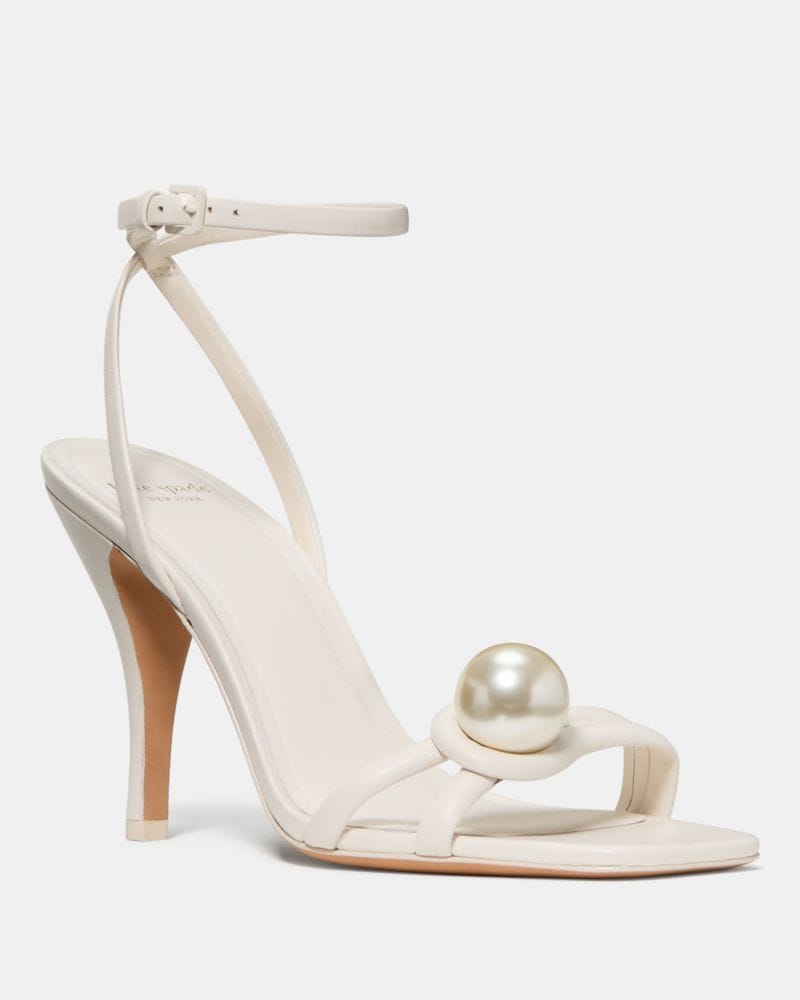 Katespade Harmony Smooth Leather High Heel Sandal Cream