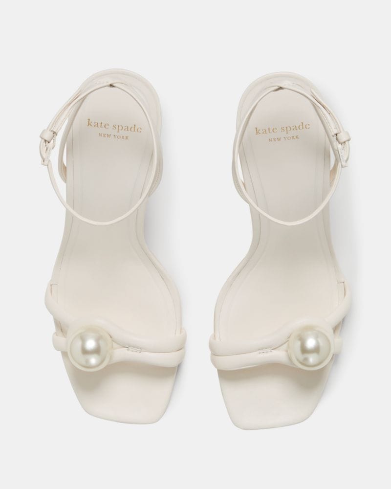 Katespade Harmony Smooth Leather High Heel Sandal Cream