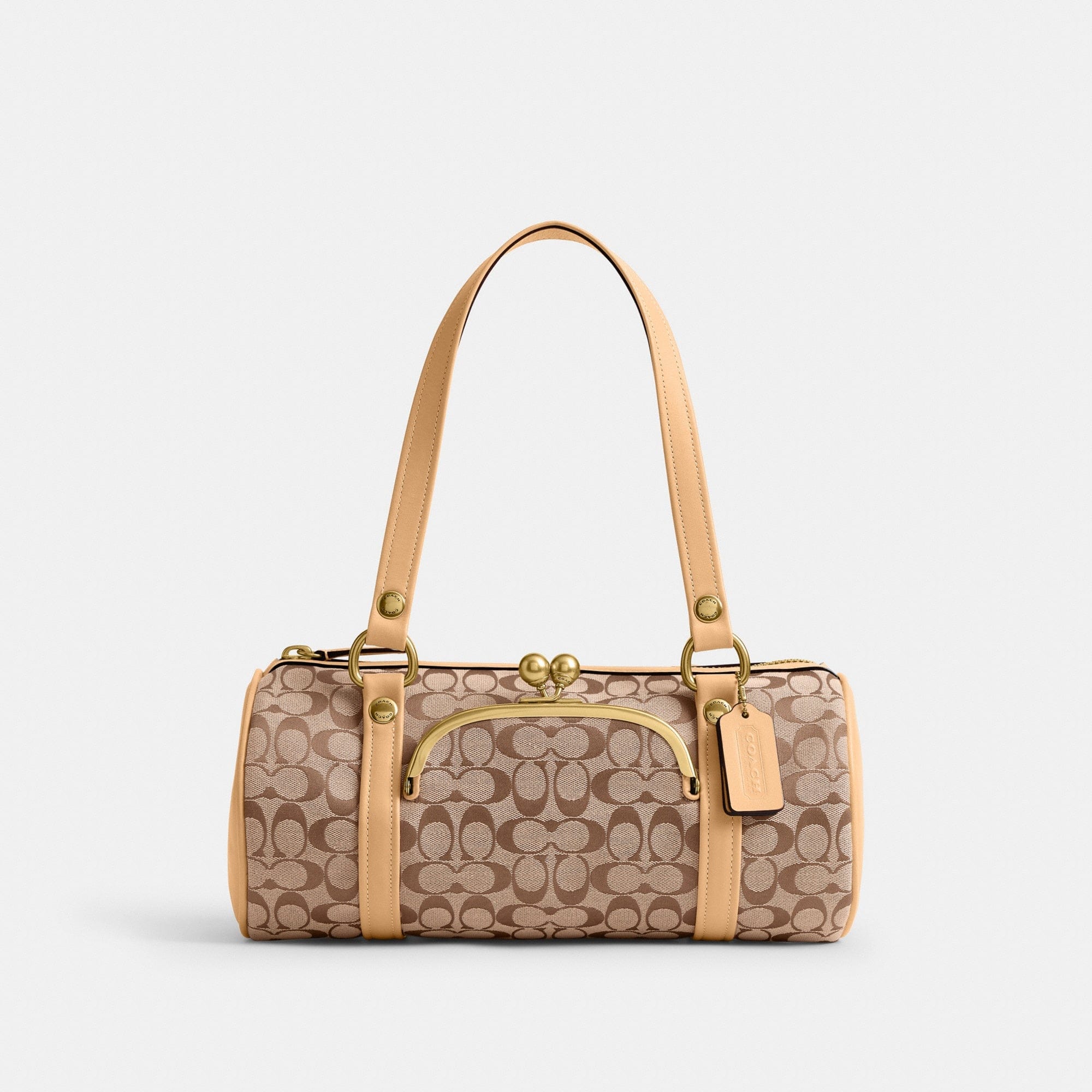 Kisslock Barrel Bag In Signature Jacquard
