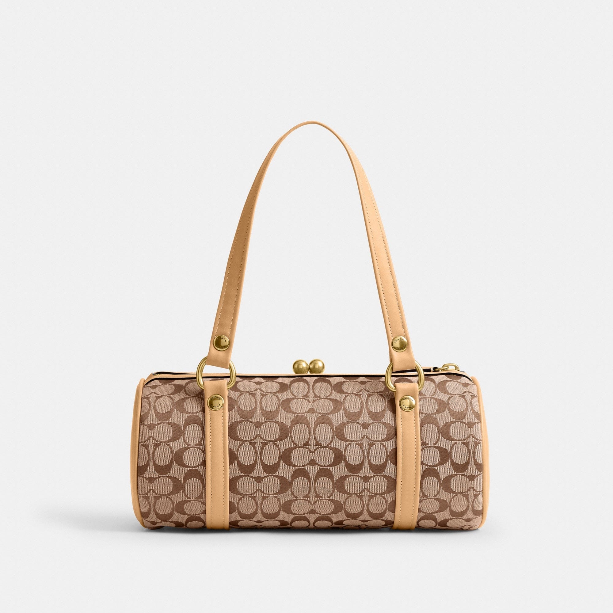 Kisslock Barrel Bag In Signature Jacquard