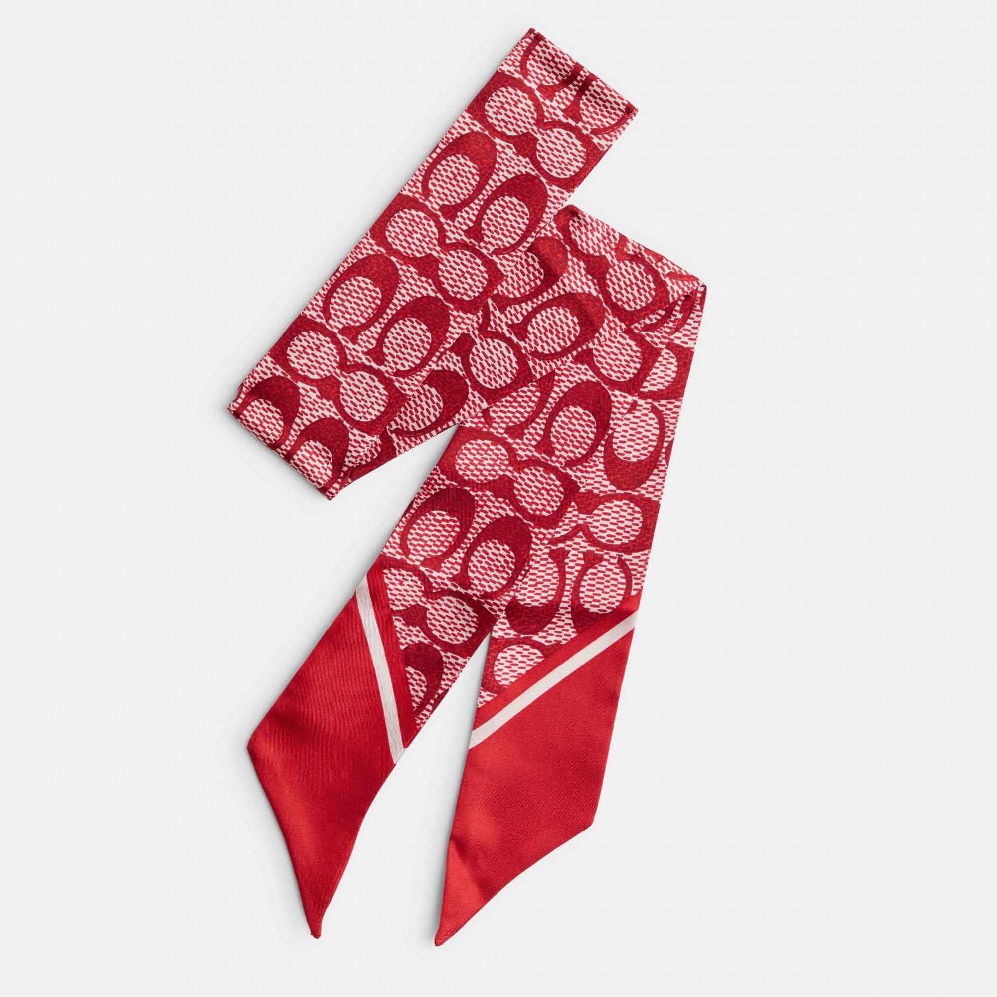 Restored Textured Signature Print Silk Skinny Scarf