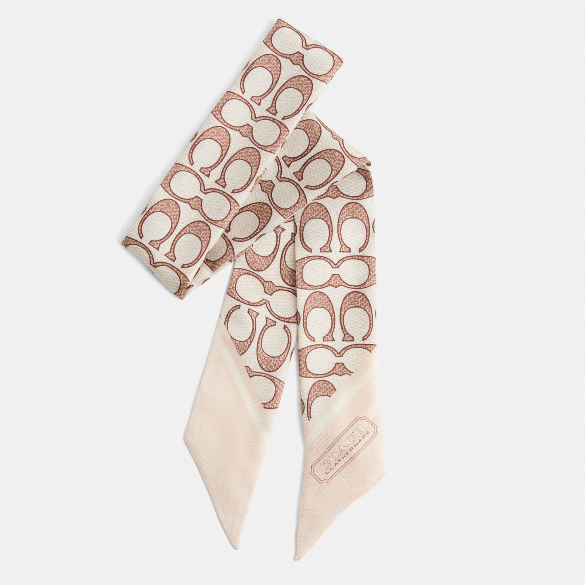 Restored Textured Signature Print Silk Skinny Scarf