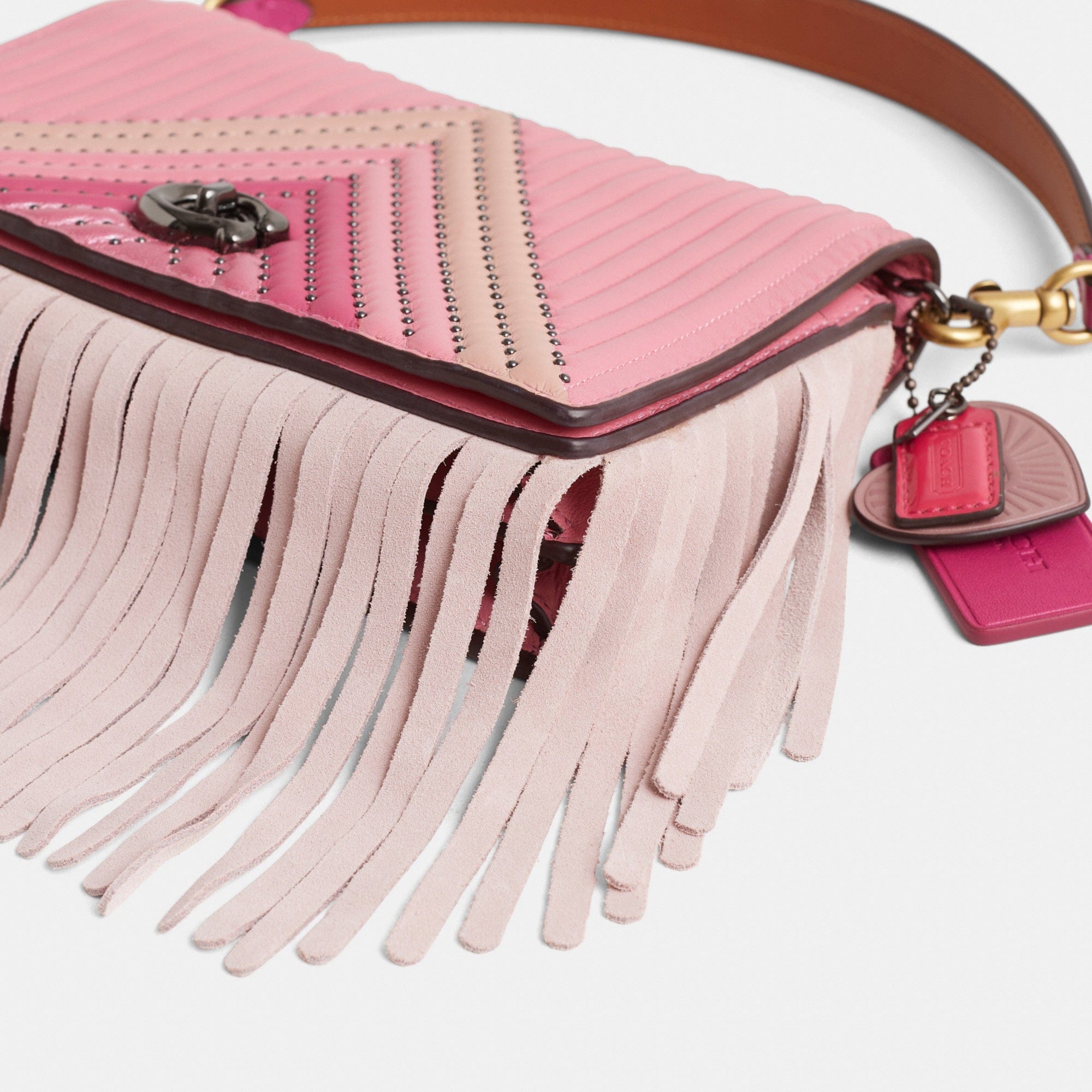 Reloved Callie Foldover Chain Clutch With Colorblock Quilting And Rivets