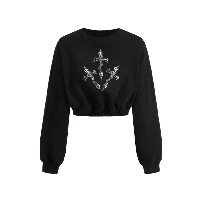 Voyd Abyss Cross Cropped Crewneck Black Top
