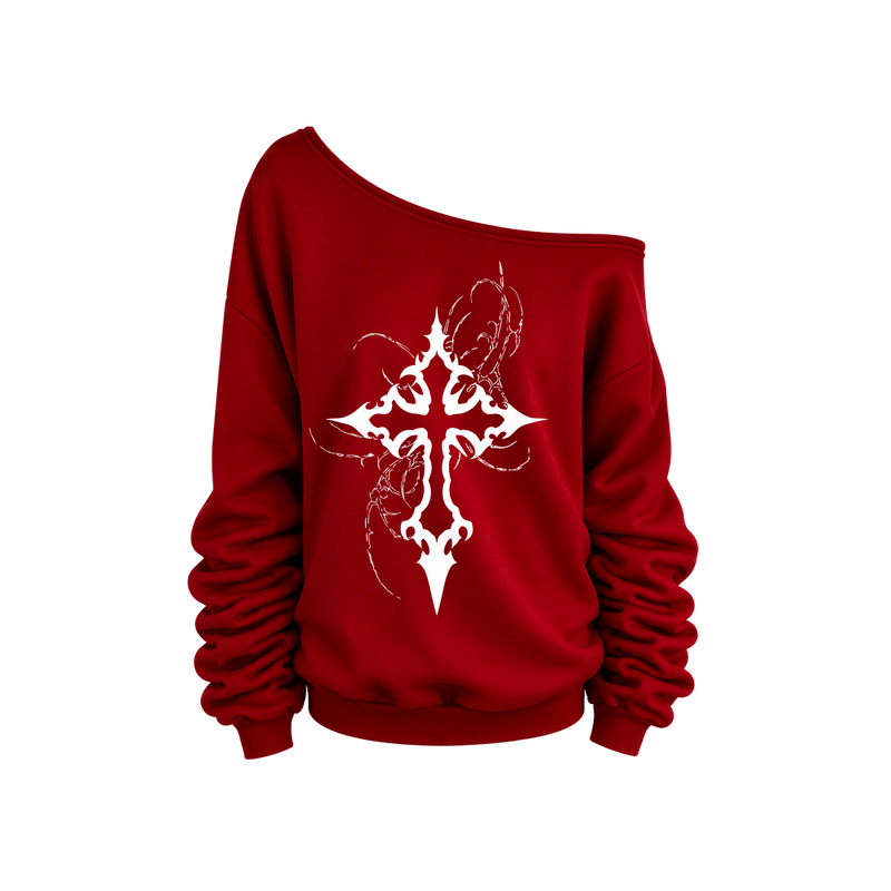 Voyd Holy Ruin off-Shoulder Red Top