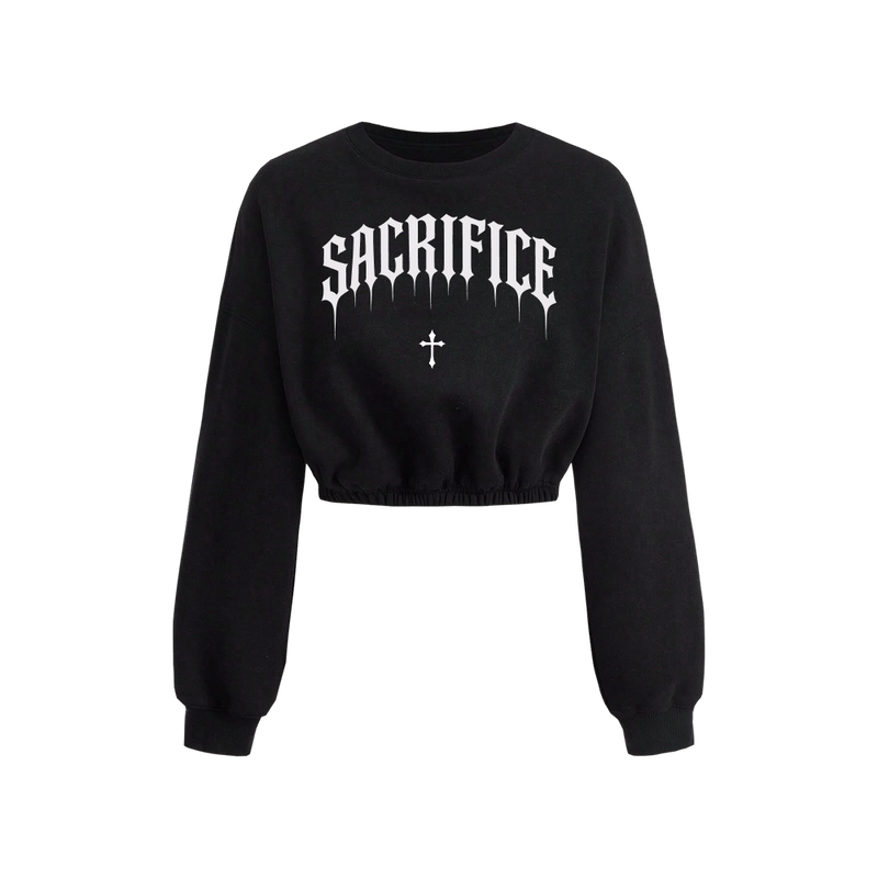 Voyd Sacrifice Cropped Crewneck Black Top
