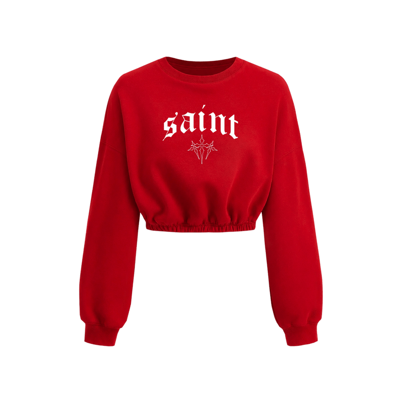 Voyd Saint Cropped Crewneck Red Top