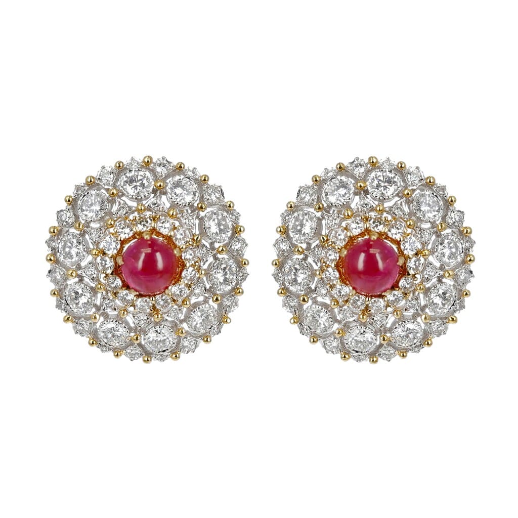 Gold, Ruby and Diamond Earclips