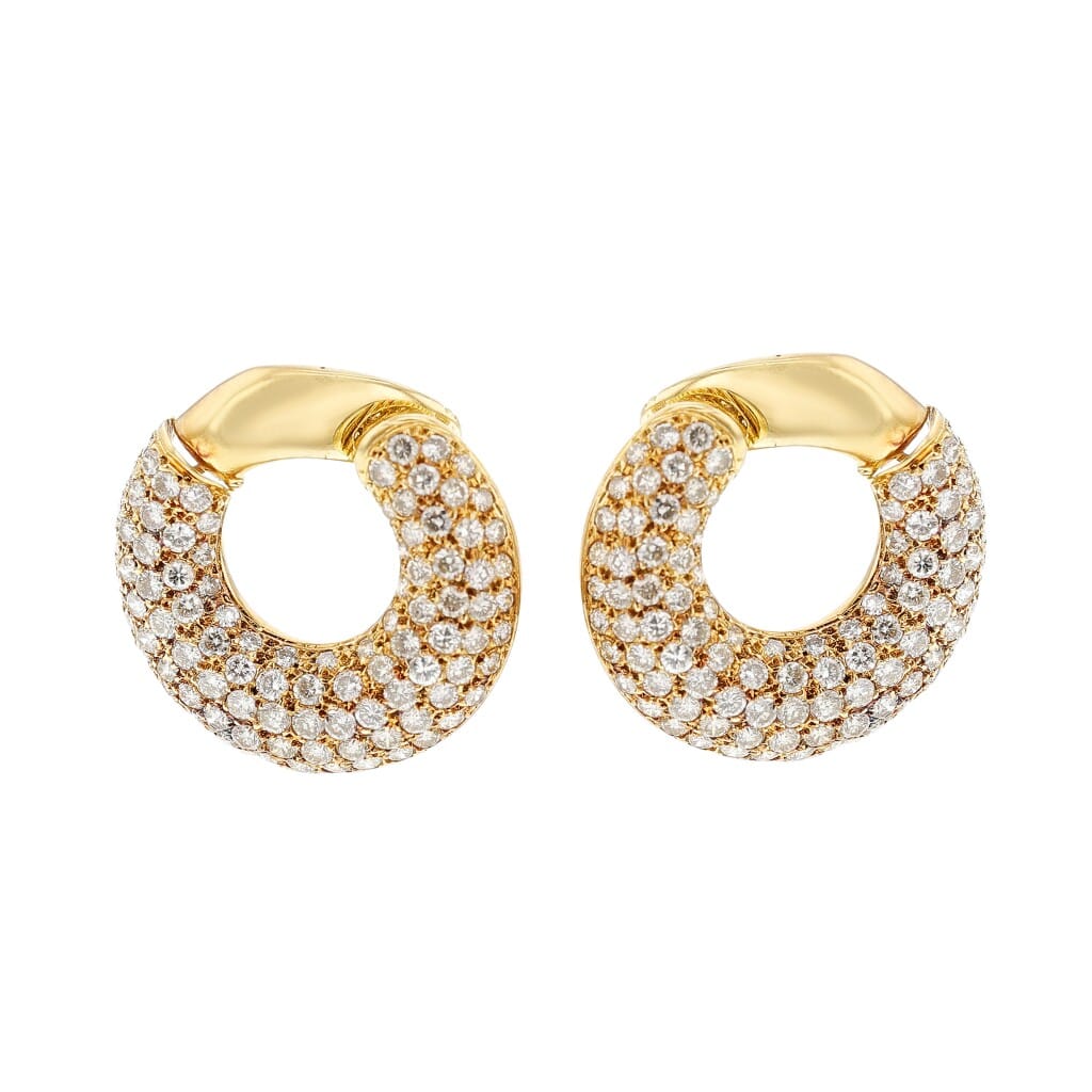 Gold and Diamond Hoop Earclips