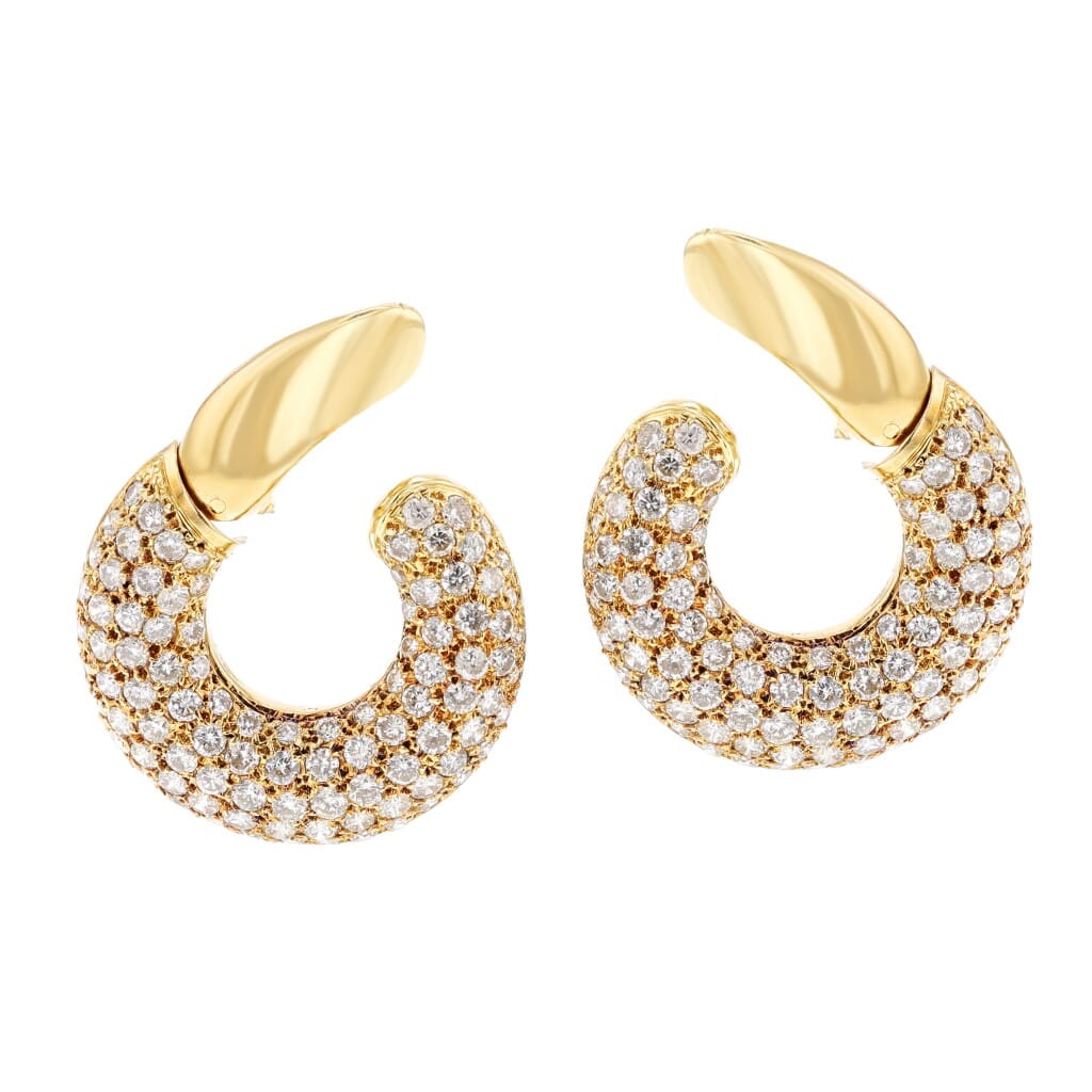 Gold and Diamond Hoop Earclips