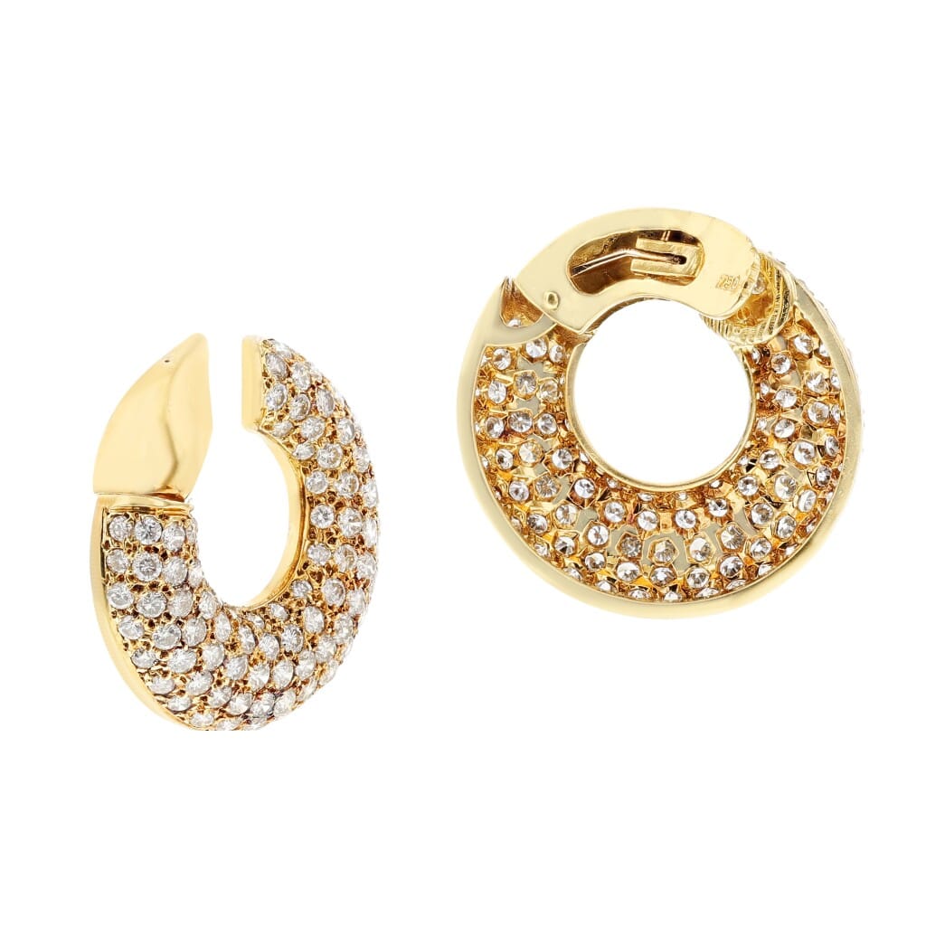 Gold and Diamond Hoop Earclips