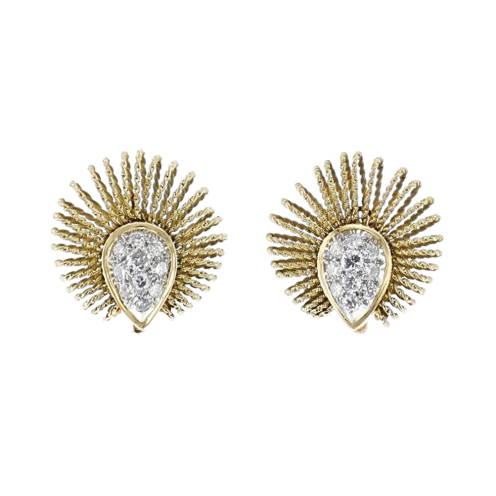 Vintage Gold and Diamond Earclips