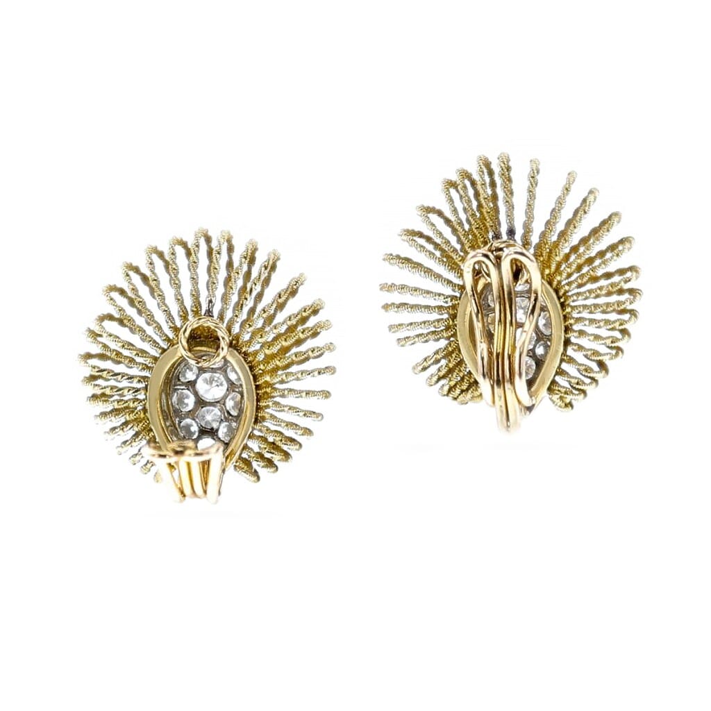 Vintage Gold and Diamond Earclips