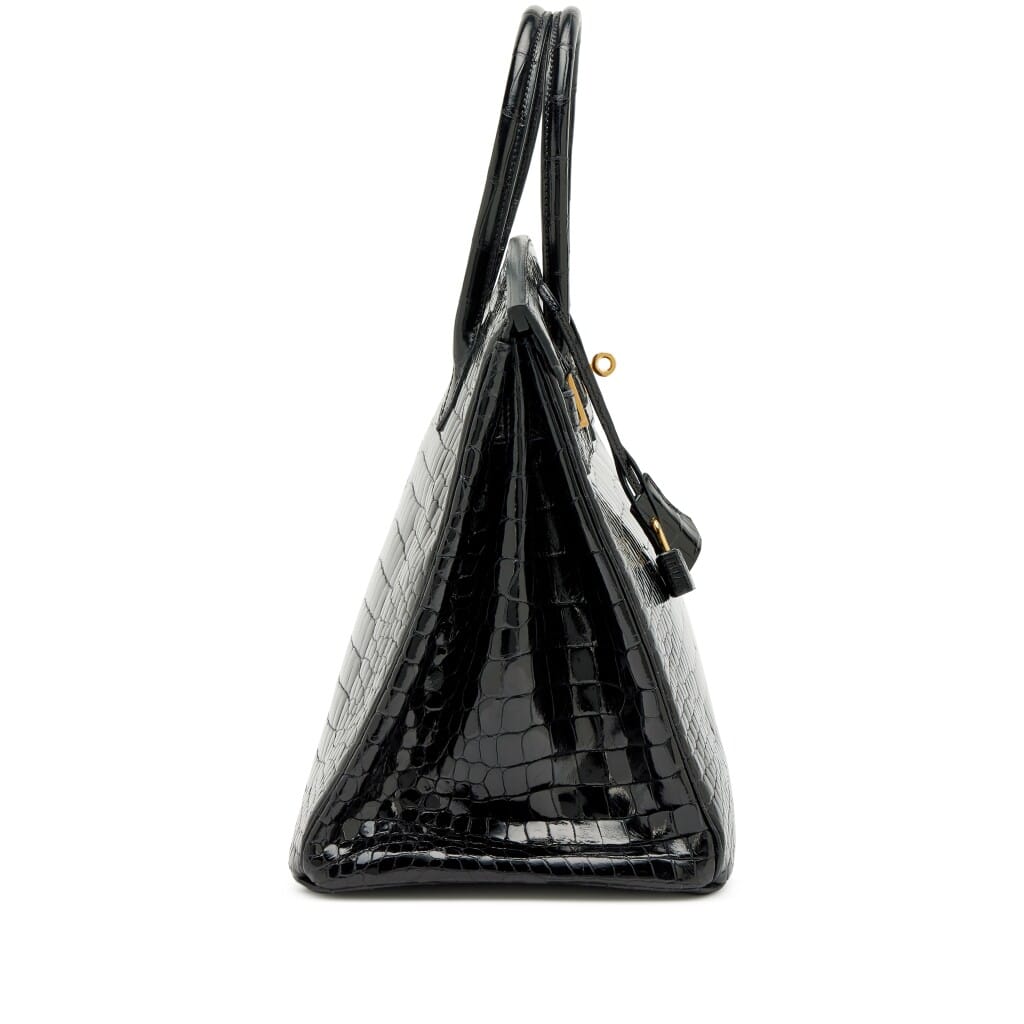 Black Shiny Porosus Crocodile Birkin 35 Gold Hardware, 2013