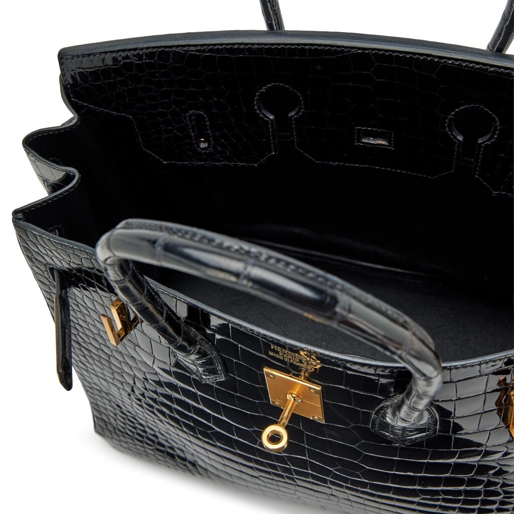 Black Shiny Porosus Crocodile Birkin 35 Gold Hardware, 2013