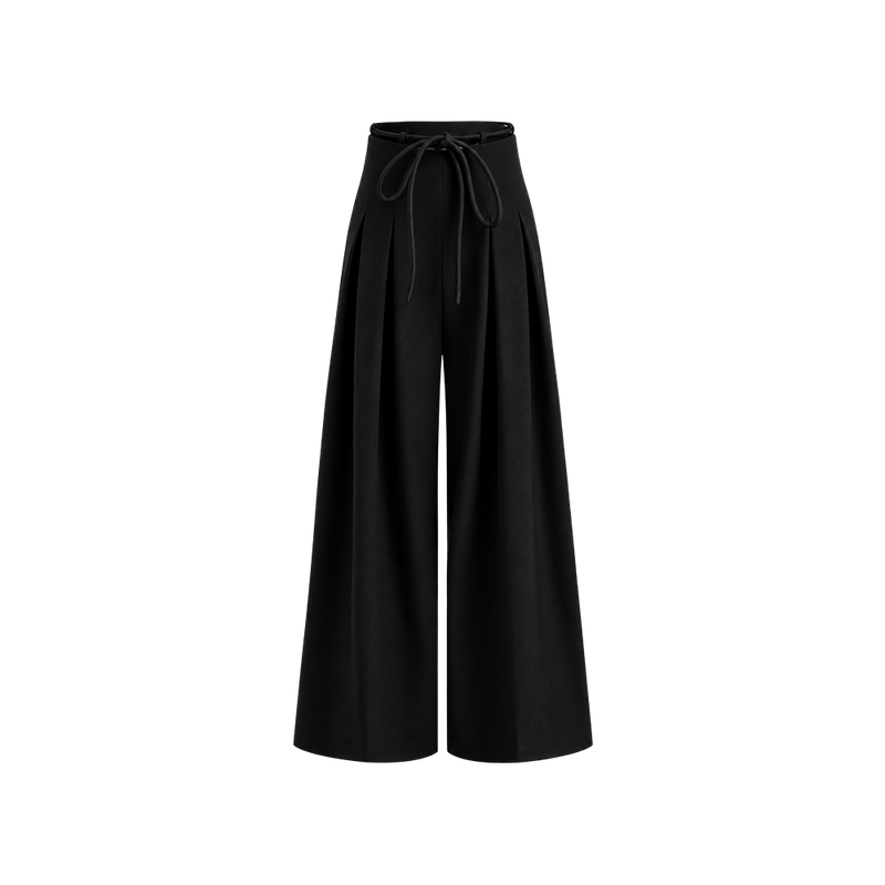 Elara Voss Amelie Pleated Black Trouser