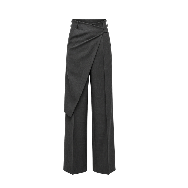 Elara Voss Celeste Draped Gray Trouser