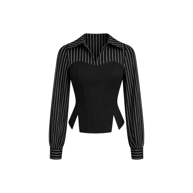 Elara Voss Varenne Corset Pinstripe Shirt