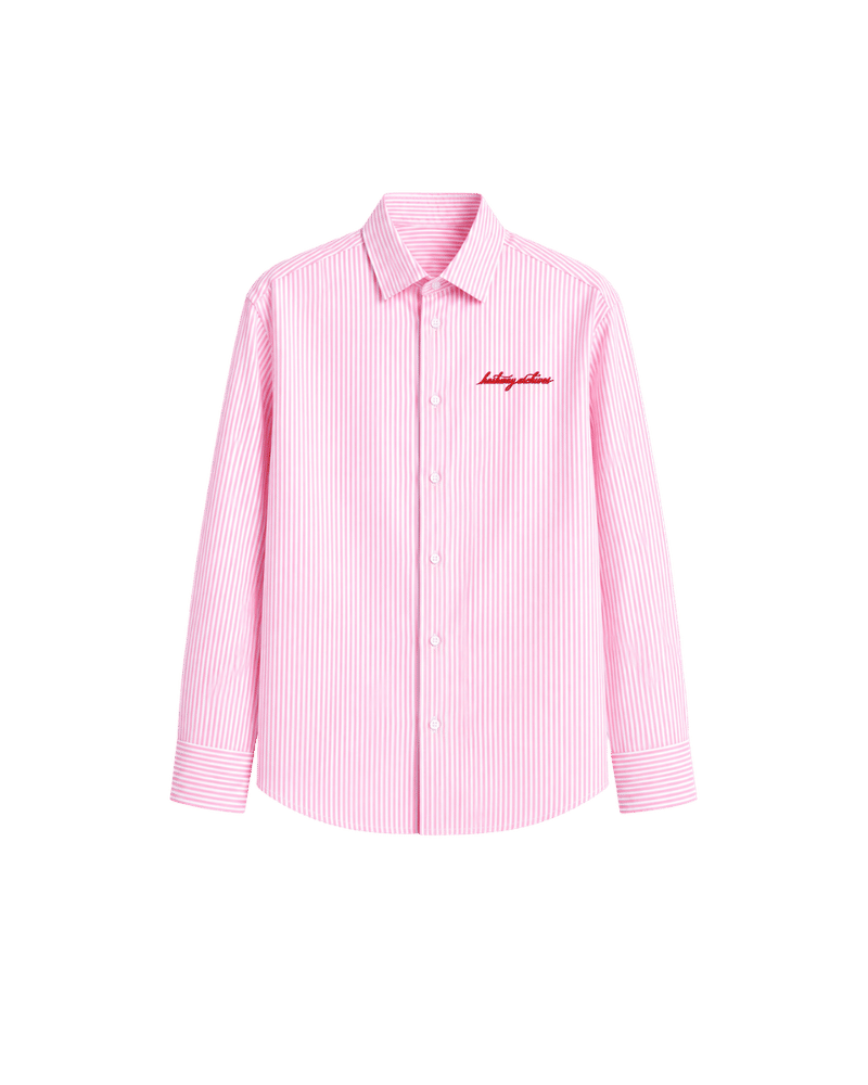 HASHWAY ARCHIVES EMBROIDERED STRIPED SHIRT - PINK