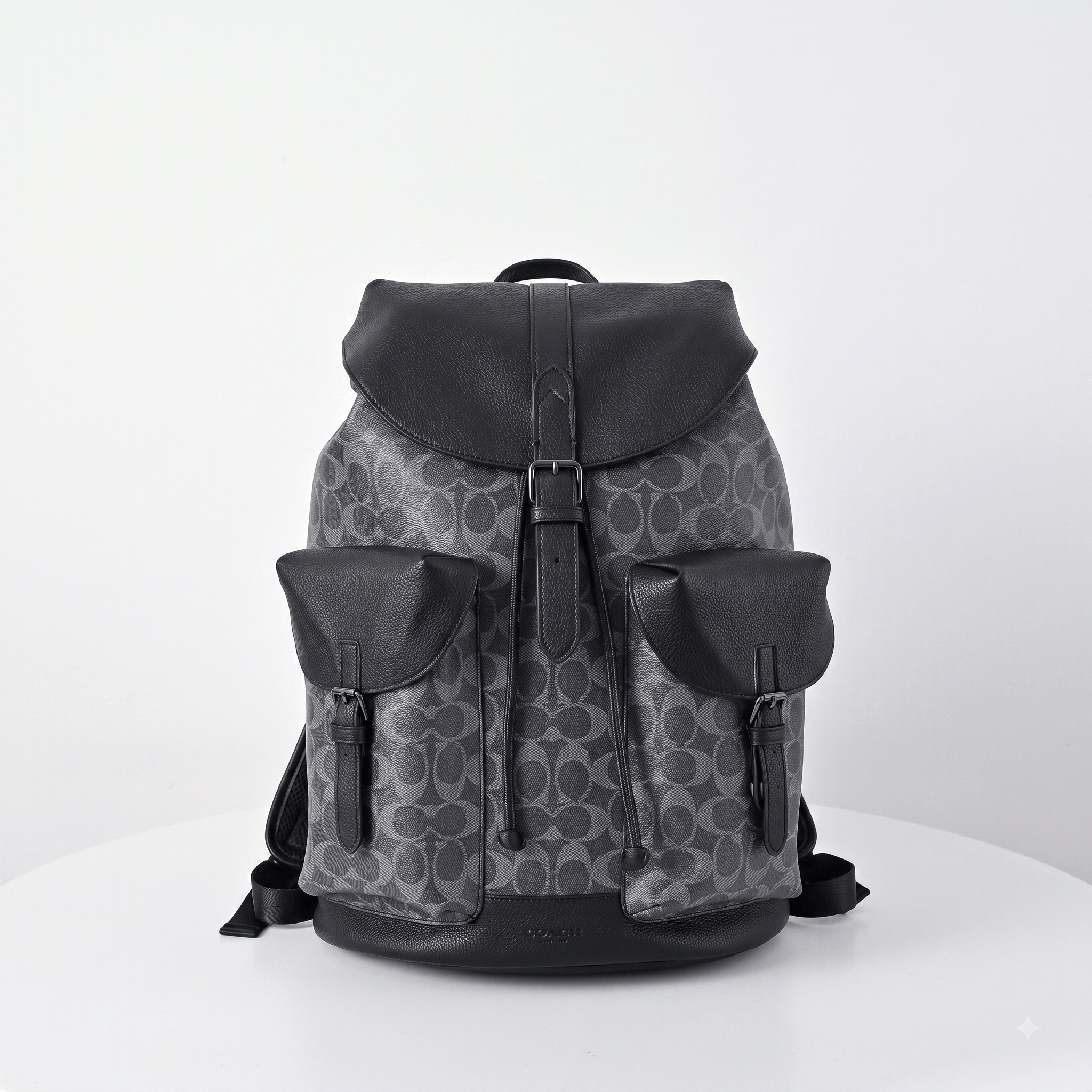 Coach Warner Backpack Signature Canvas (Charcoal/Black)