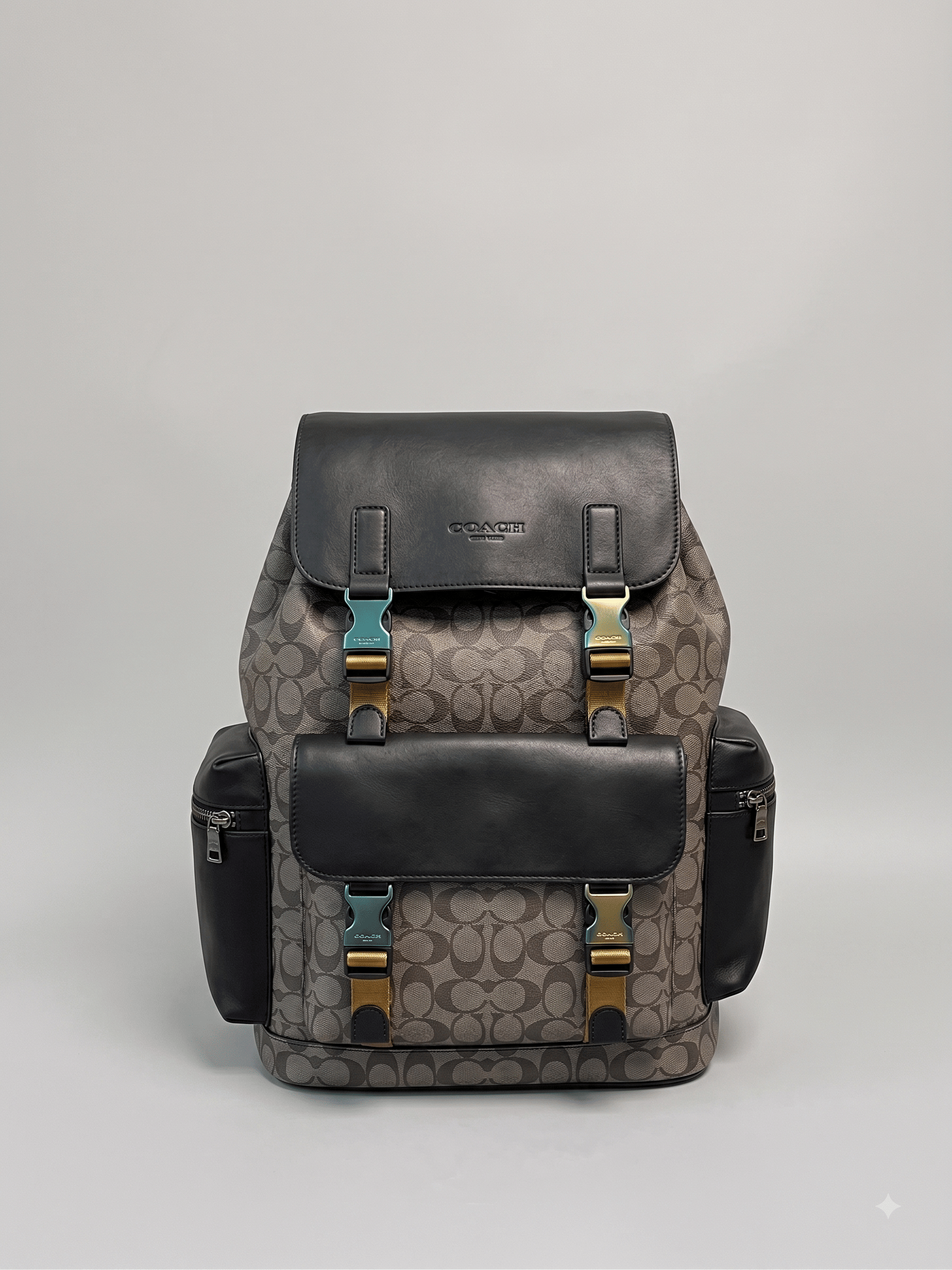 Coach Men's Sprint Backpack Signature Jacquard (Silver/Charcoal/Black)