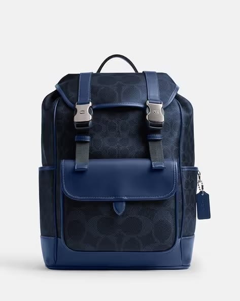 COACH League Flap Mixed Signature Canvas Backpack