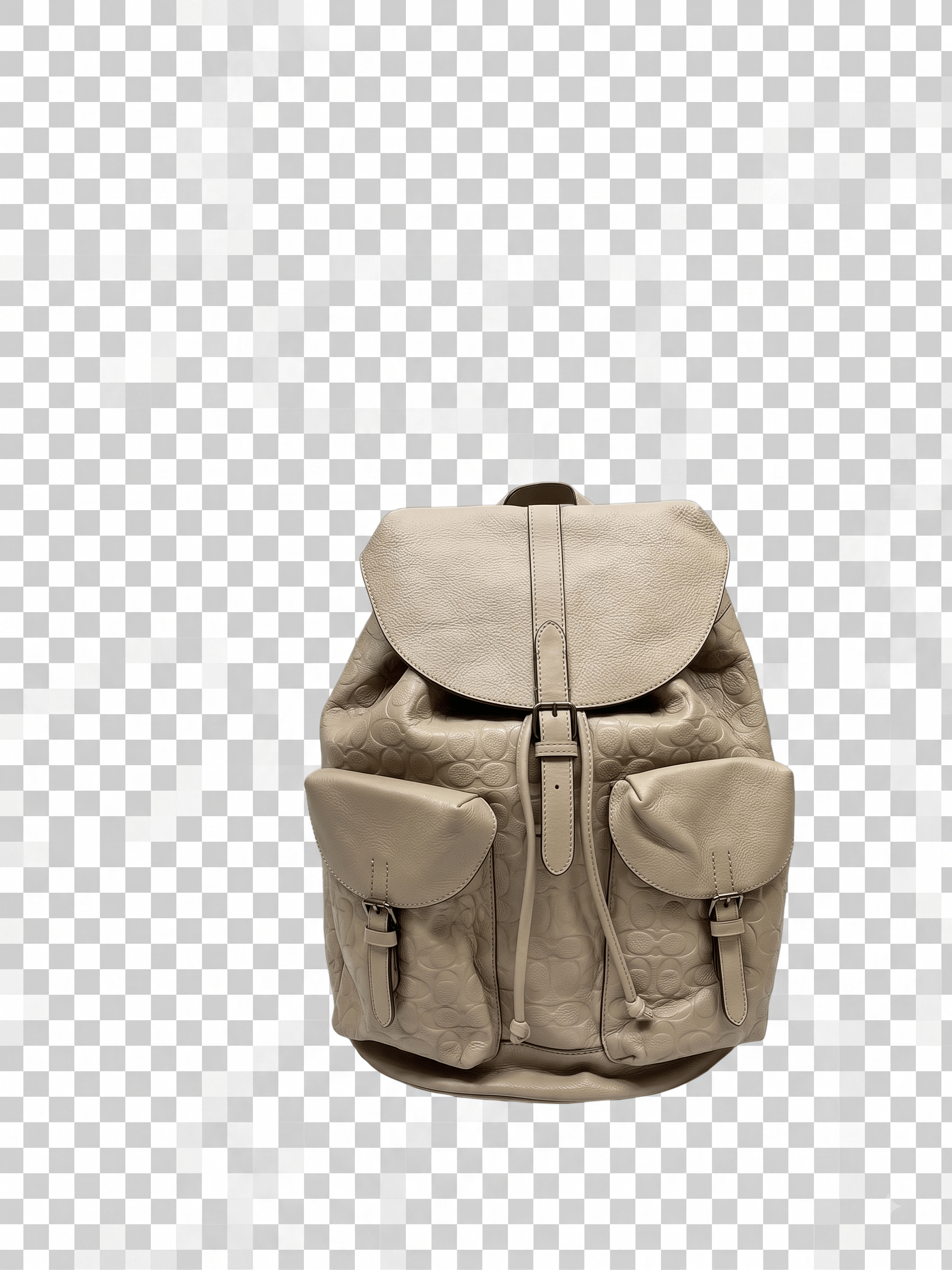 COACH Warner Large Backpack In Signature Leather Khaki Beige CAK26