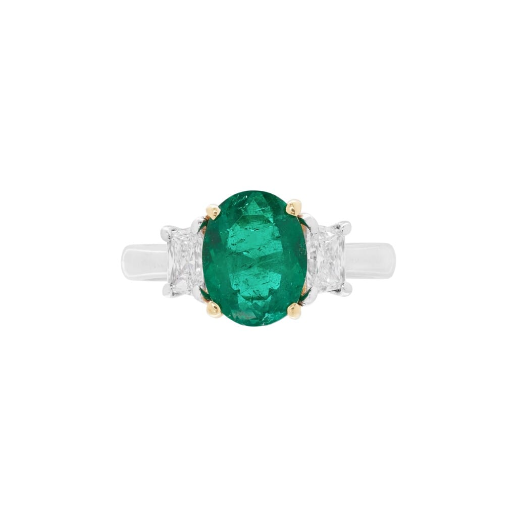 Platinum, Gold, 1.60ct Colombian Emerald and Diamond Ring