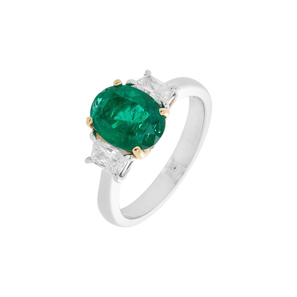 Platinum, Gold, 1.60ct Colombian Emerald and Diamond Ring