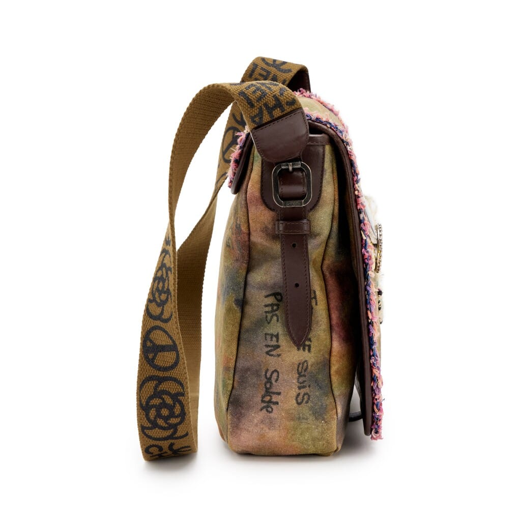 Multicolor Graffiti Tweed & Khaki Toile On The Pavement Small Messenger Bag Ruthenium Hardware, 2015