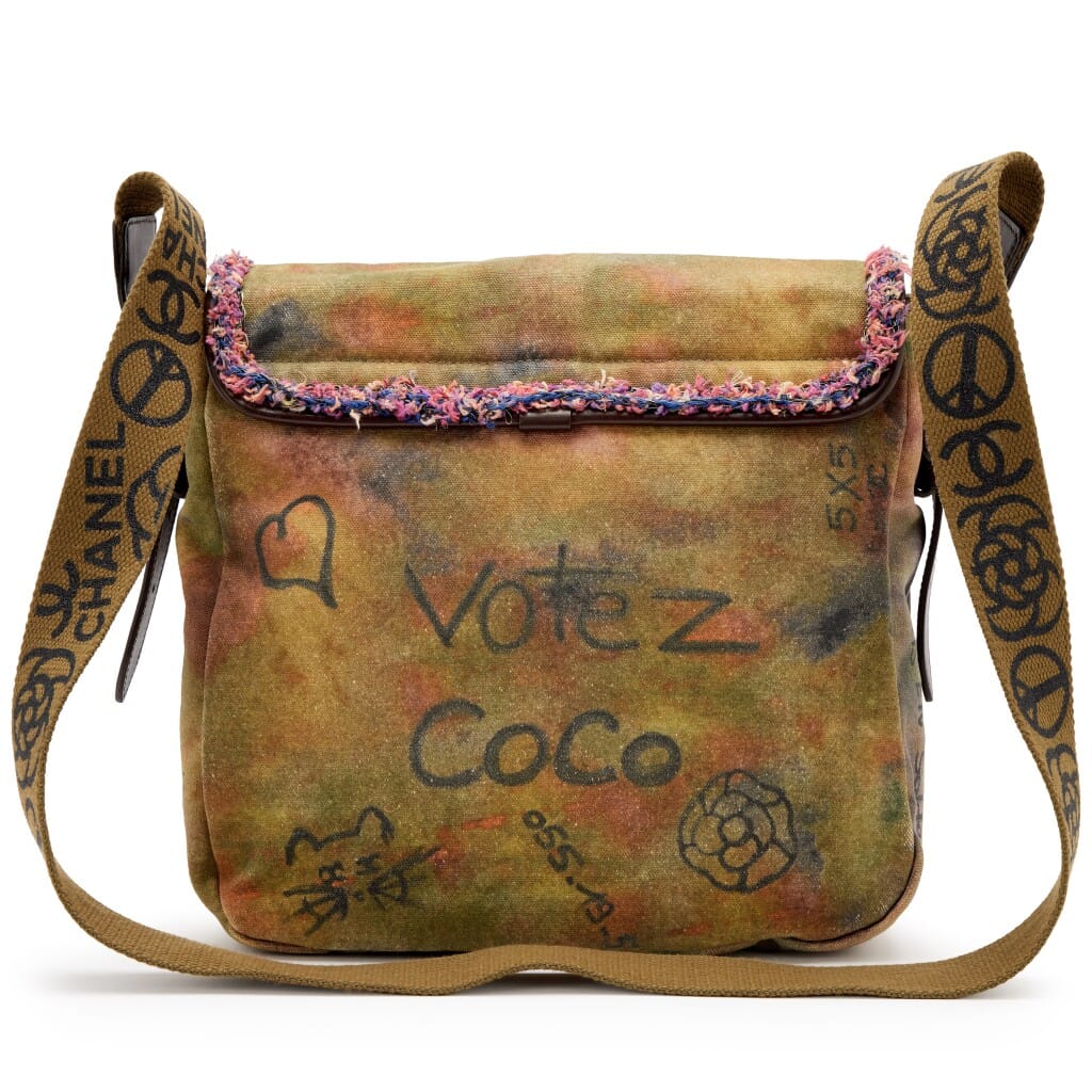 Multicolor Graffiti Tweed & Khaki Toile On The Pavement Small Messenger Bag Ruthenium Hardware, 2015