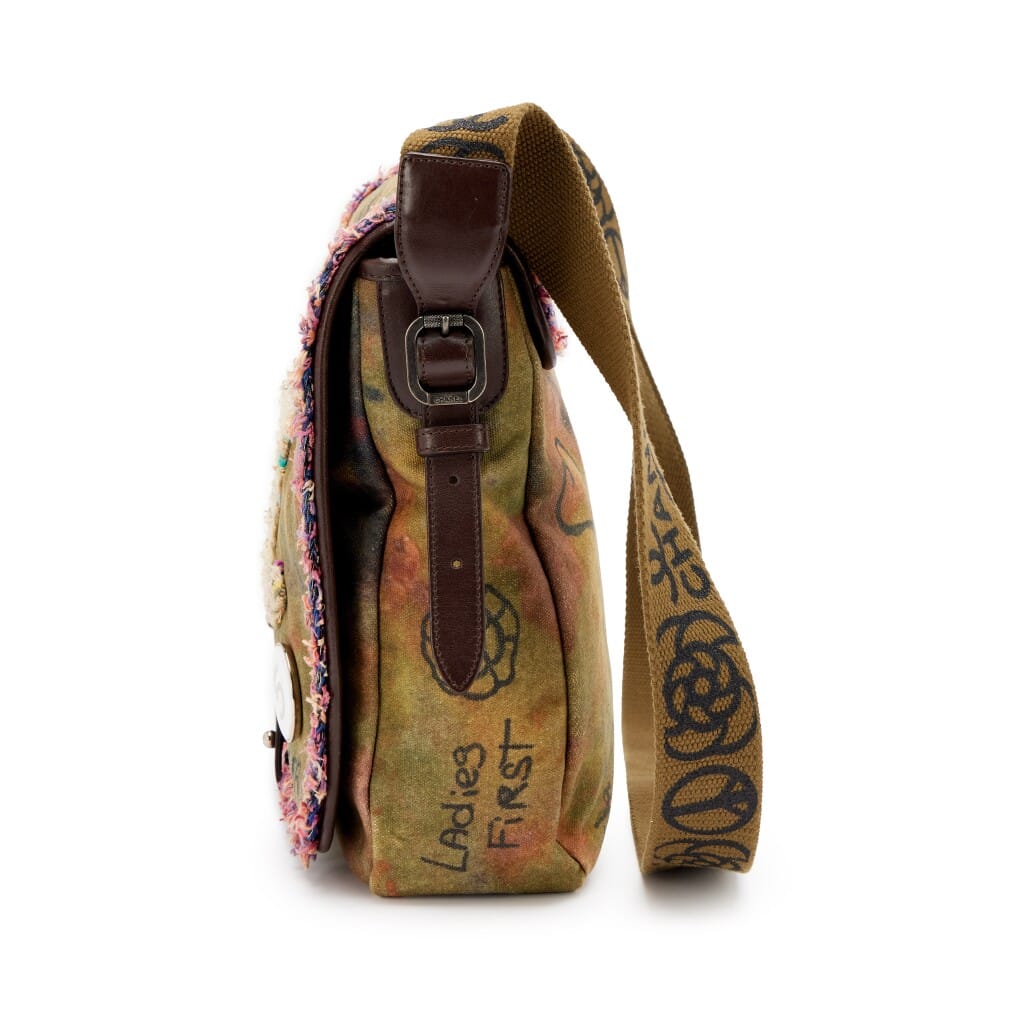 Multicolor Graffiti Tweed & Khaki Toile On The Pavement Small Messenger Bag Ruthenium Hardware, 2015