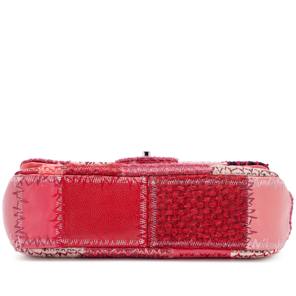 Pink Tweed, Caviar, and Calfskin Patchwork Medium Classic Single Flap Bag Silver Hardware, 2016