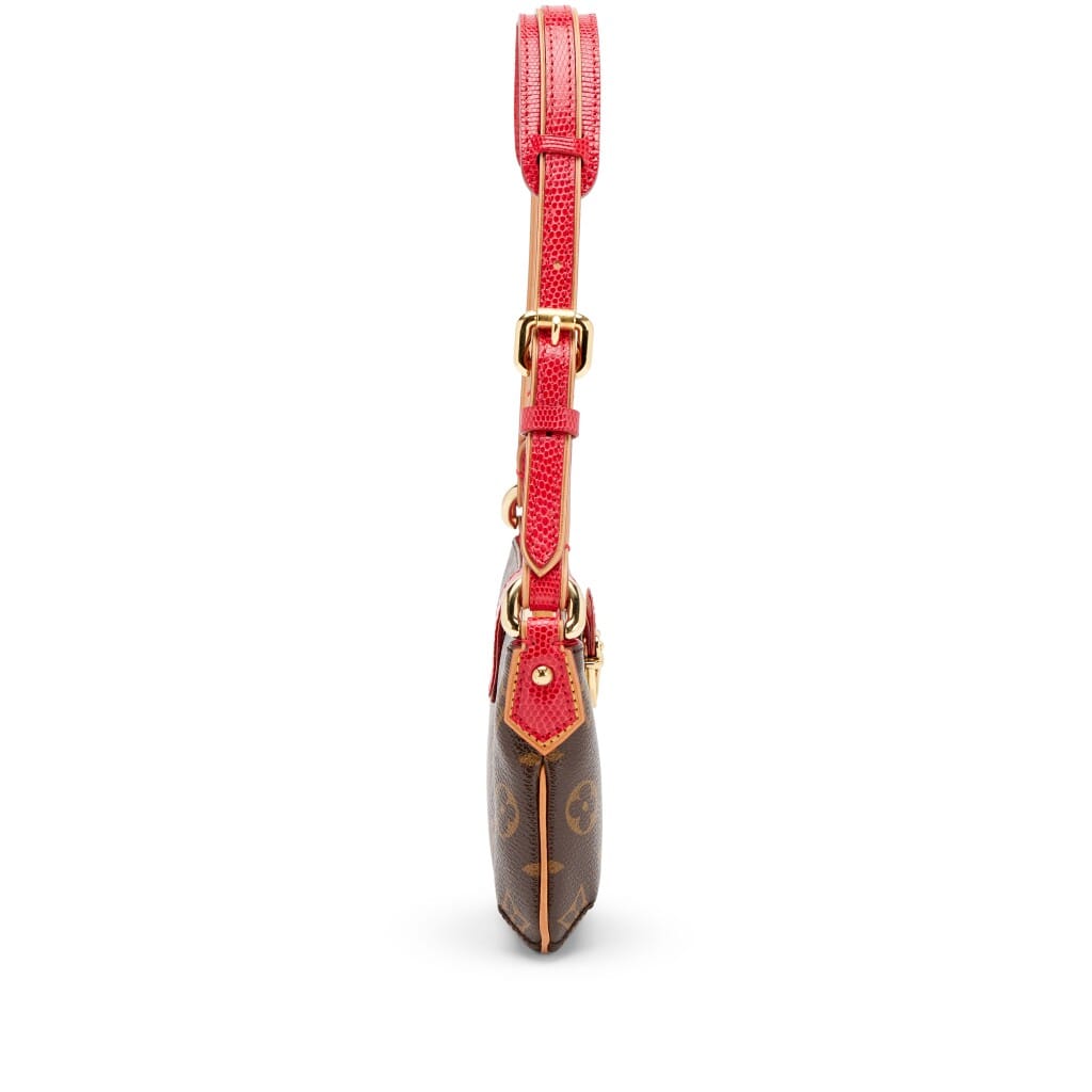 Takashi Murakami Red Lizard Monogram Cerises Pochette Gold Hardware, 2005
