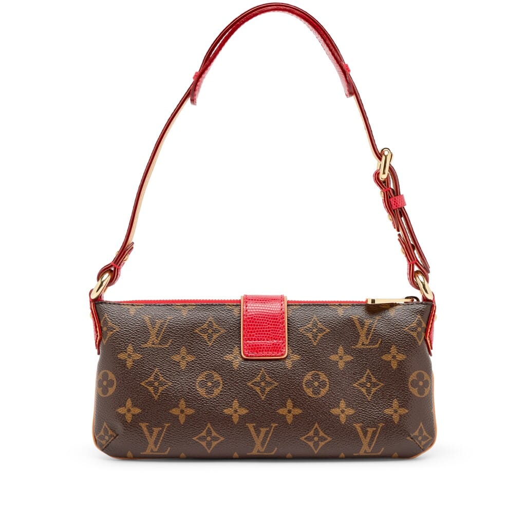 Takashi Murakami Red Lizard Monogram Cerises Pochette Gold Hardware, 2005