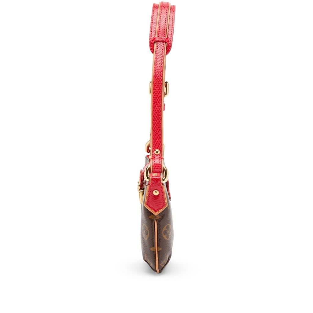 Takashi Murakami Red Lizard Monogram Cerises Pochette Gold Hardware, 2005