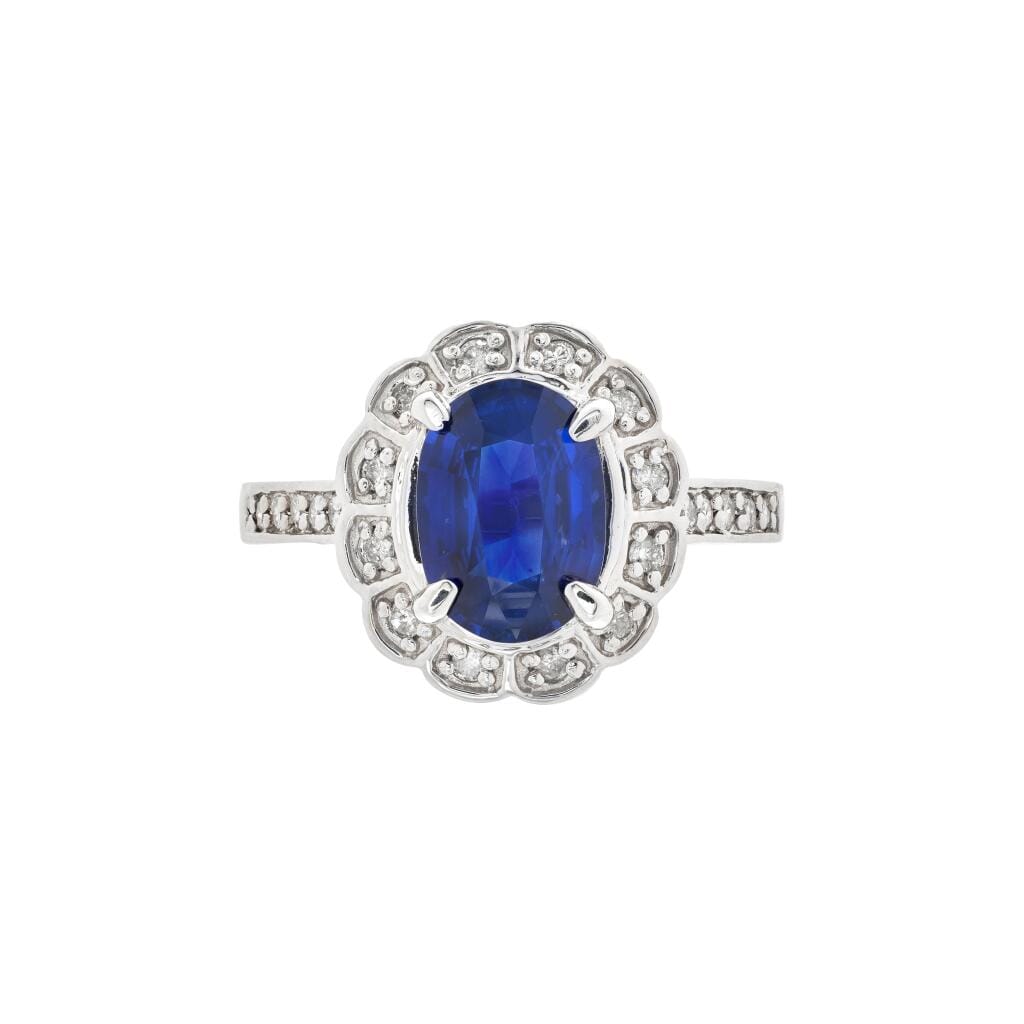 White Gold, 2.10ct Ceylon Royal Blue Sapphire and Diamond Ring