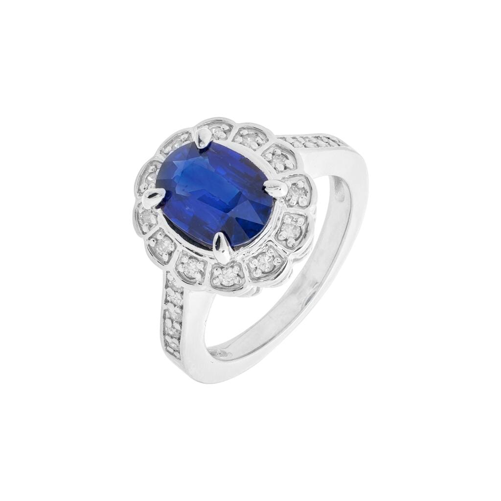 White Gold, 2.10ct Ceylon Royal Blue Sapphire and Diamond Ring
