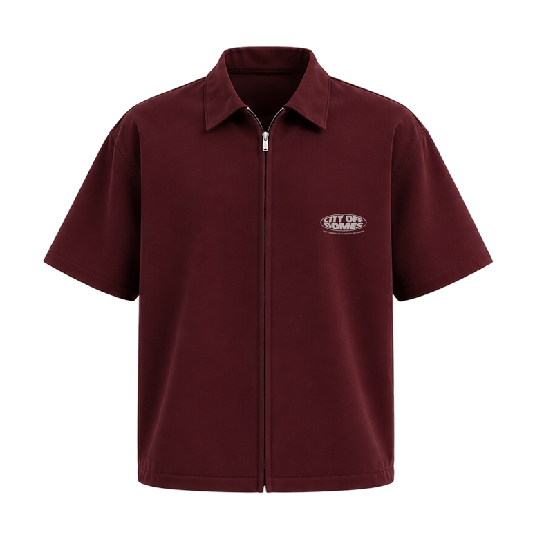 City Off Domes Strange Club Zipper Shirt Maroon