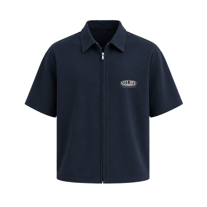 City Off Domes Strange Zipper Shirt Dark Blue